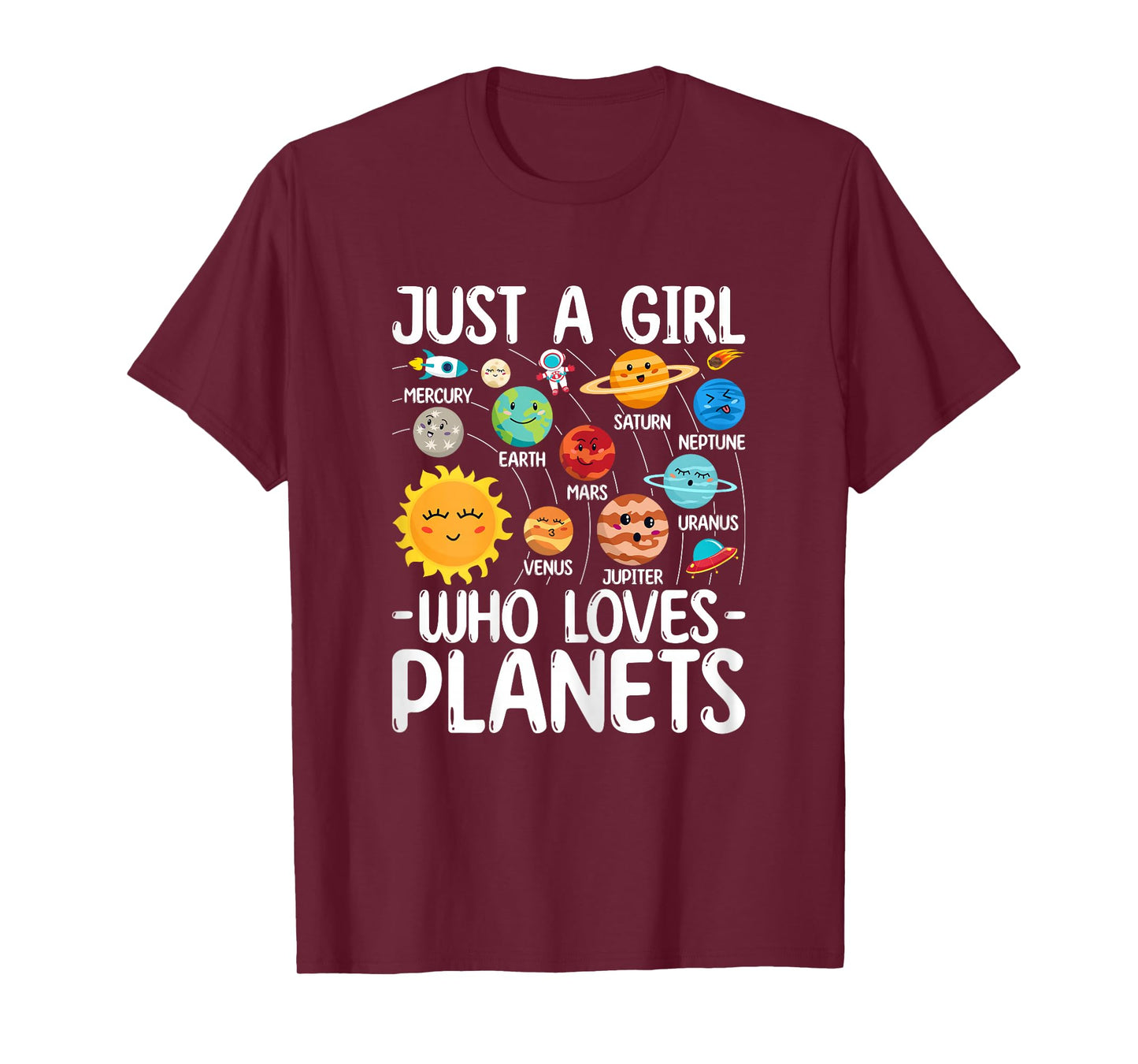 Just A Girl Who Loves Planet Solar Star System Science Space T-Shirt