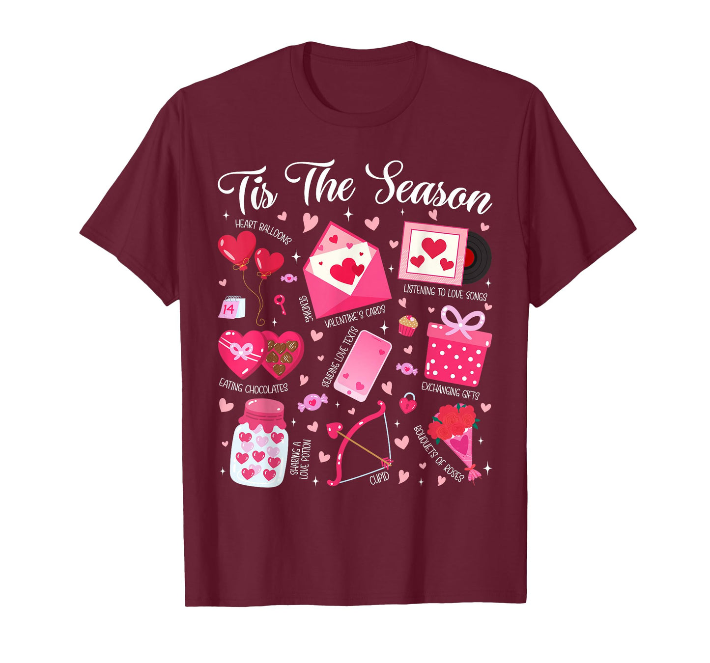 Retro Tis The Season Funny Valentine Heart Balloons Gift T-Shirt