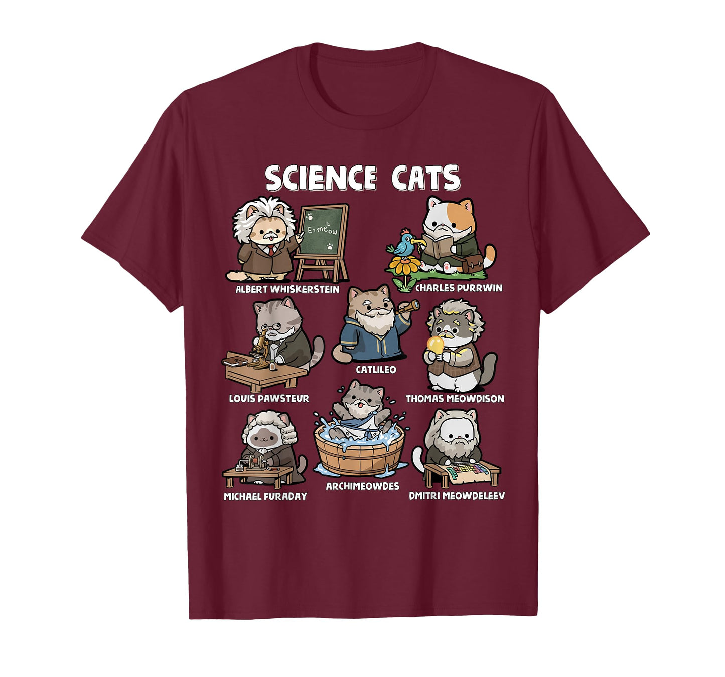 Science Cats Funny Scientist Pun Cat Lover Math Teacher T-Shirt
