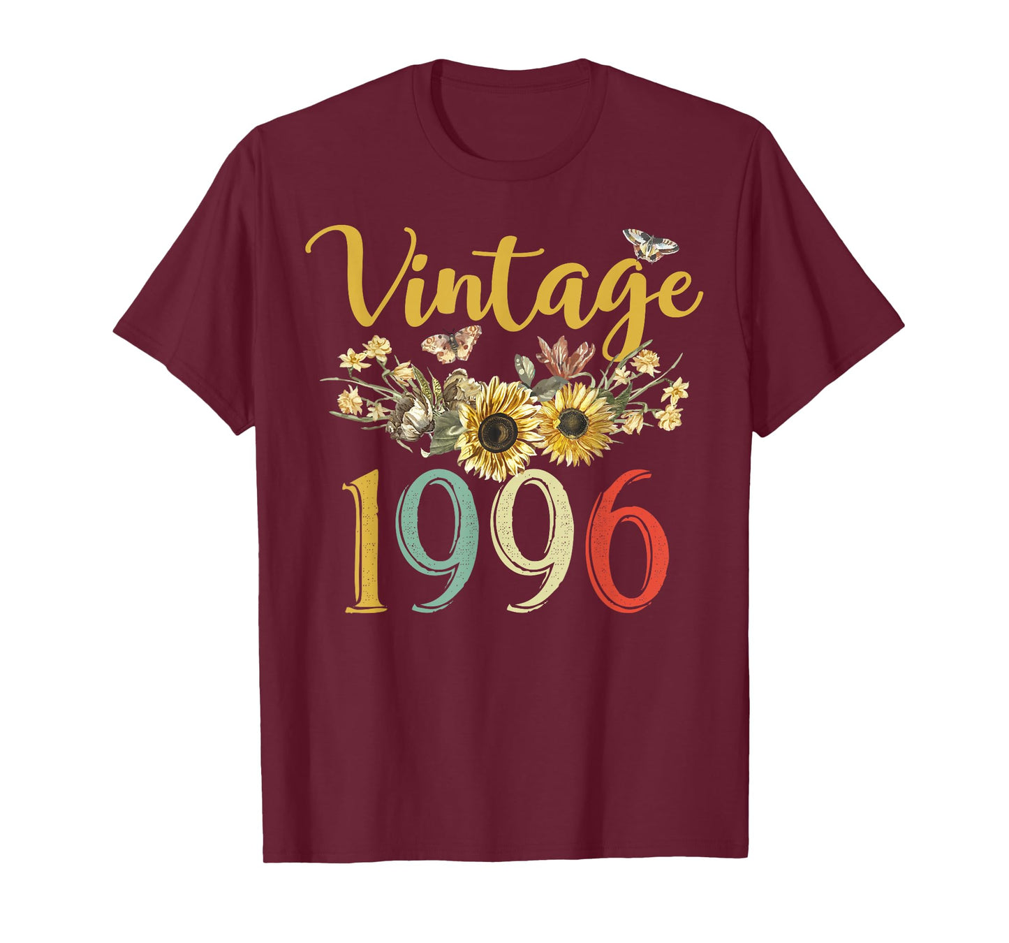 Vintage 1996 Sunflower 30th Birthday Awesome Since 1996 T-Shirt