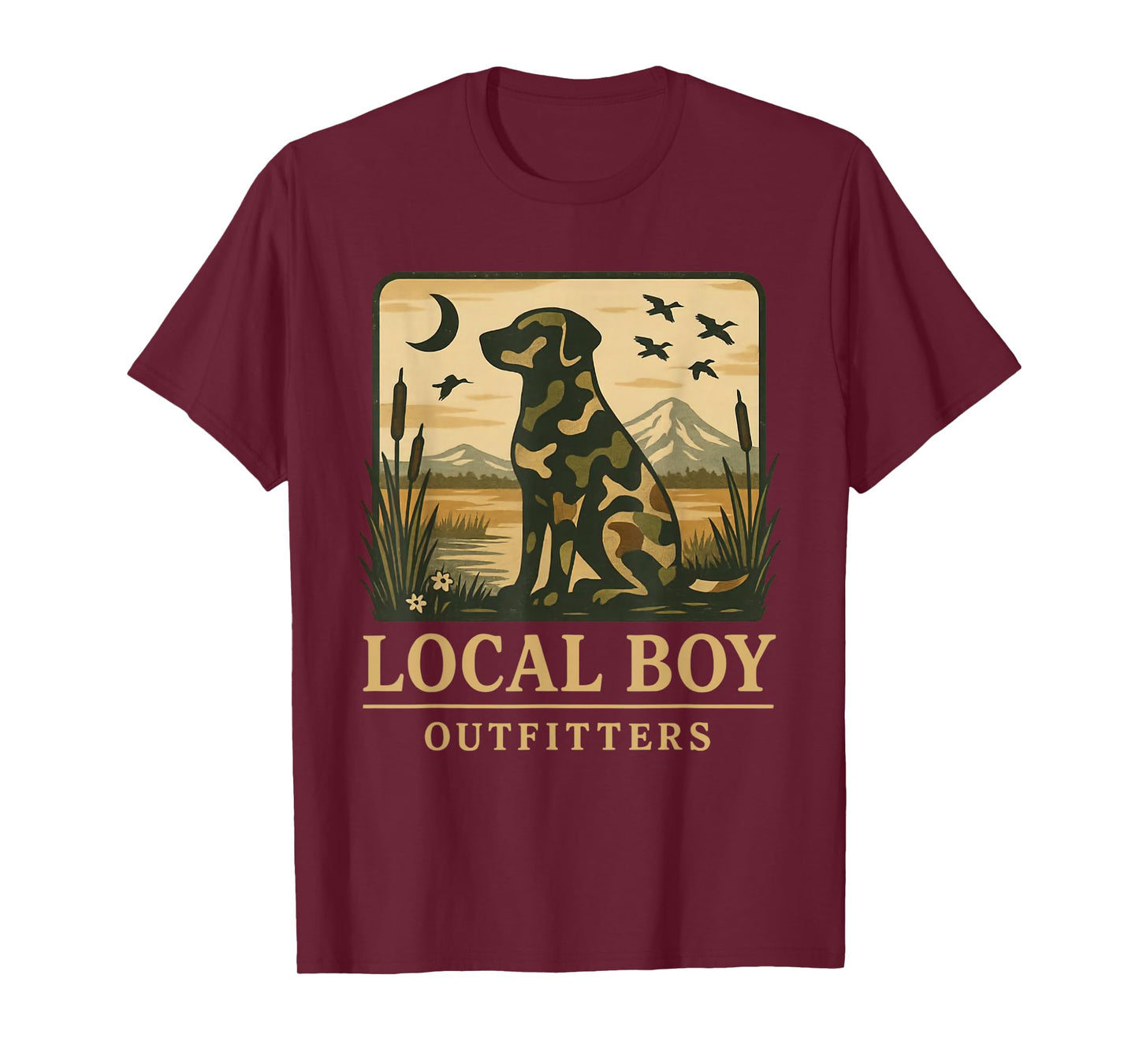 Camo Southern Local Boy Duck Hunting Black Lab Outdoor T-Shirt