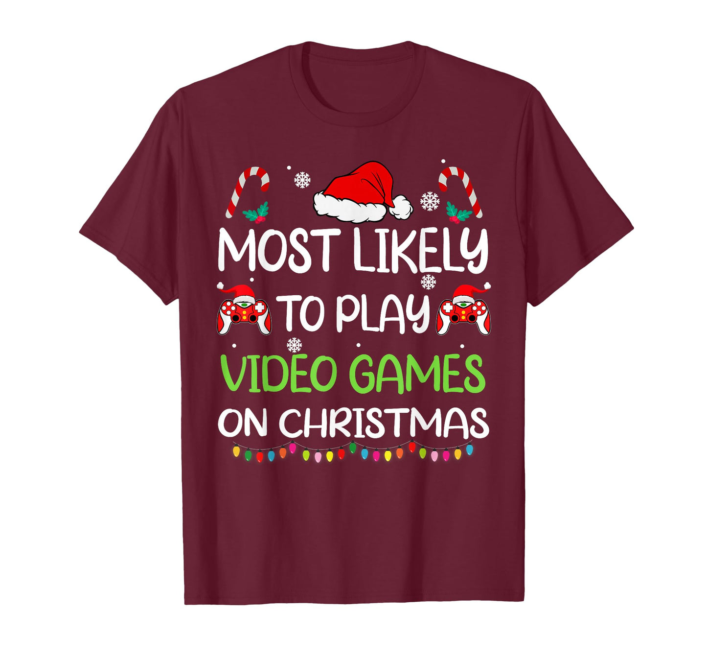 Most Likely To Video Games Christmas family gamer men boys T-Shirt