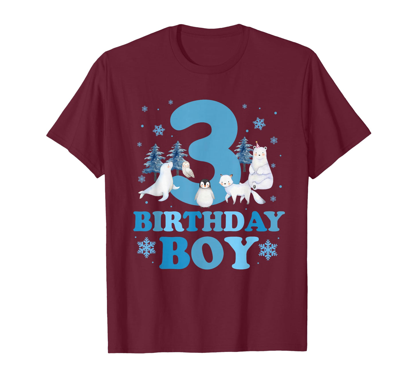 Winter 3rd Birthday Boy Arctic Animals 3 Year Old Birthday T-Shirt