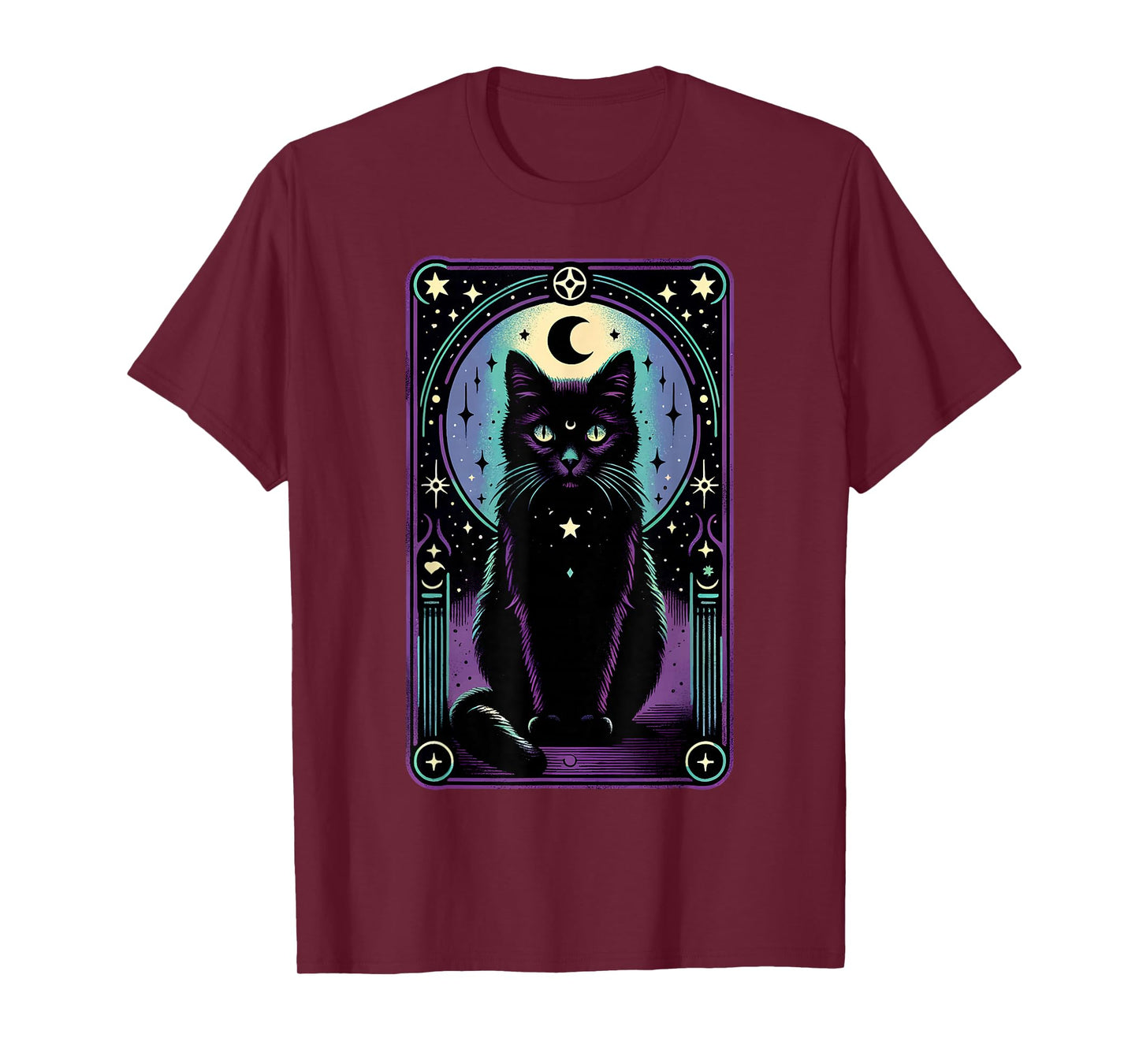 Tarot Card Crescent Moon Black Cat Lover Tarot Cat Vintage T-Shirt
