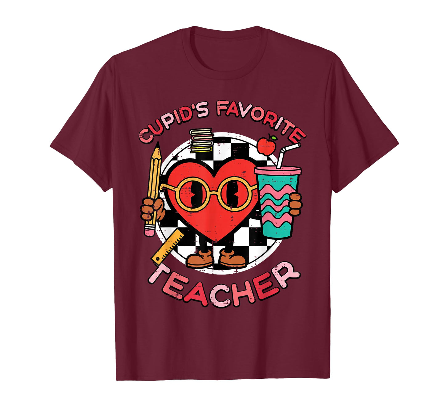 Valentines Day Cupids Favorite Teacher Funny Heart Women Men T-Shirt
