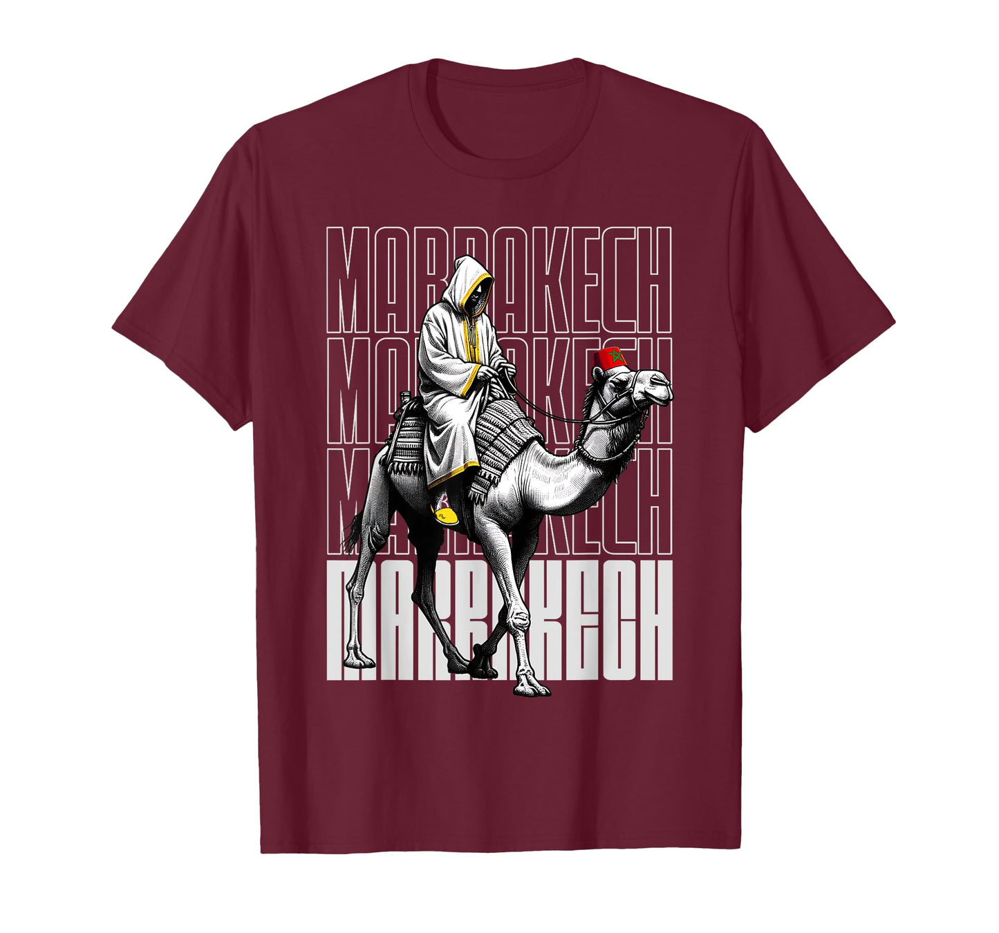 Marrakech Camel Sunset Morocco Flag Marrakesh Lovers T-Shirt