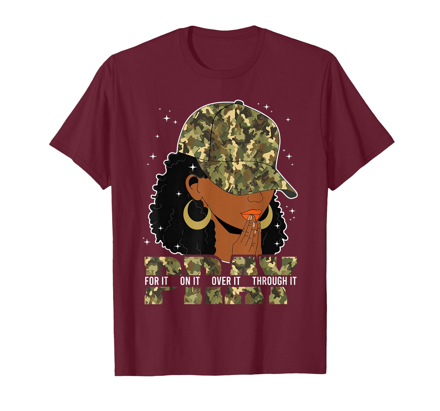 Pray On It Pray Over It Black Woman Afro Christian Sayings T-Shirt