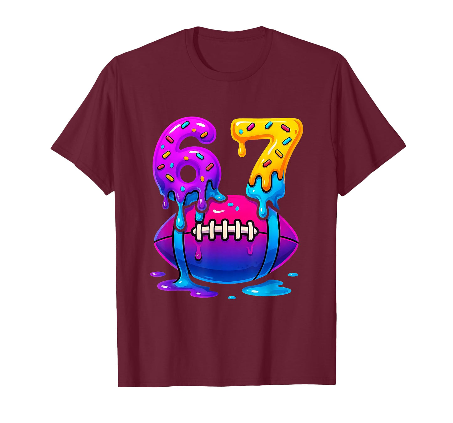 Dripping Six Seven 67 Meme Football Ice Cream Kids Sports T-Shirt
