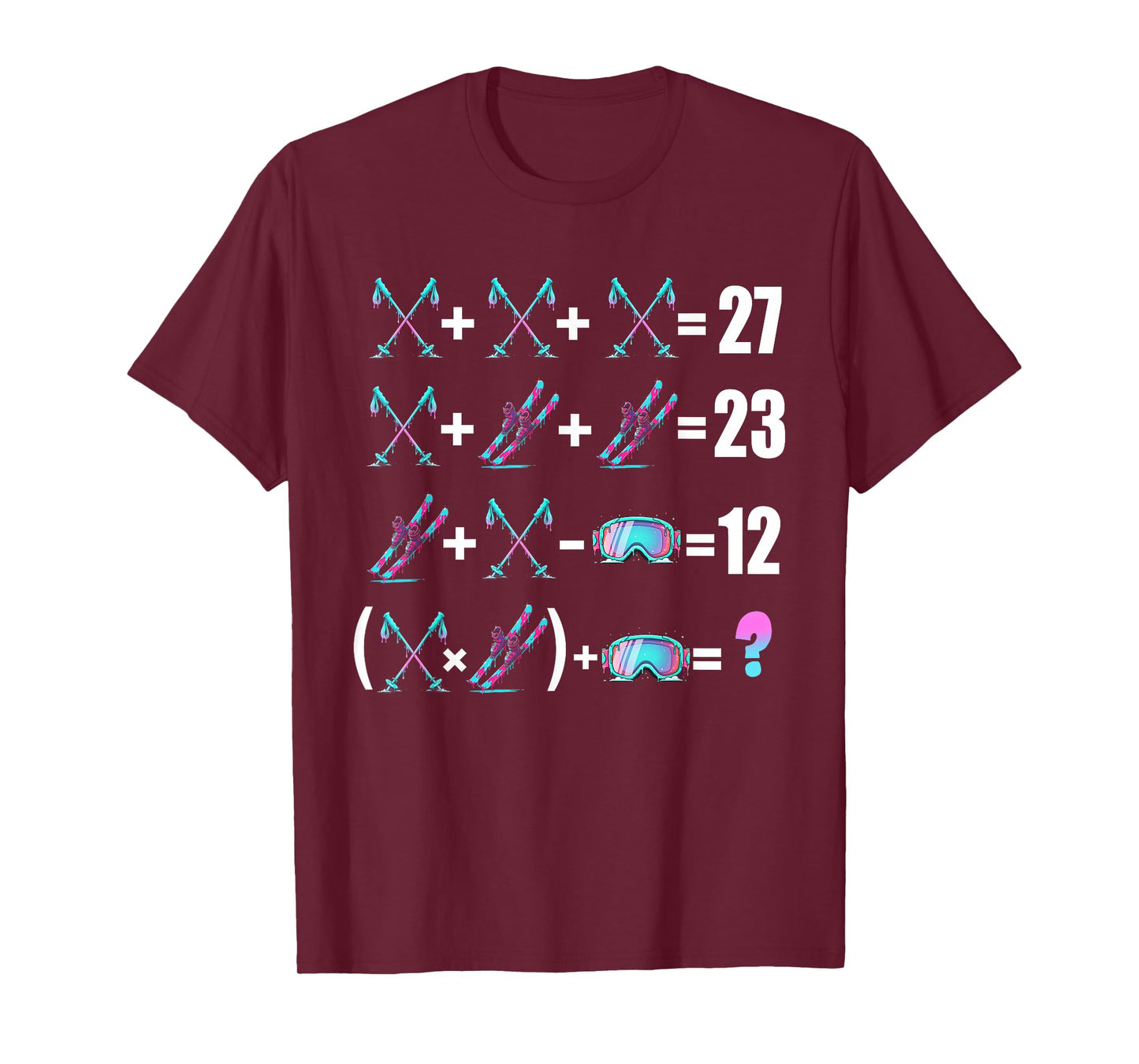 67 Meme Skiing Ice Cream Drip with Skis Poles Ski Glasses T-Shirt