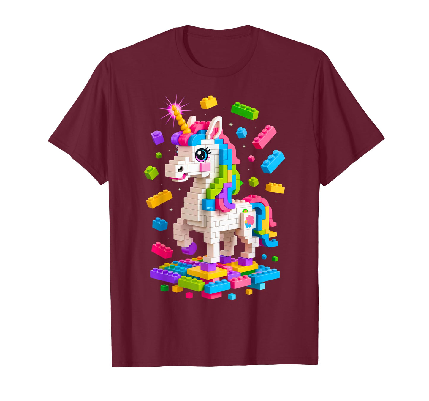 Unicorn Lover Master Builder Building Bricks Blocks Toy Kids T-Shirt