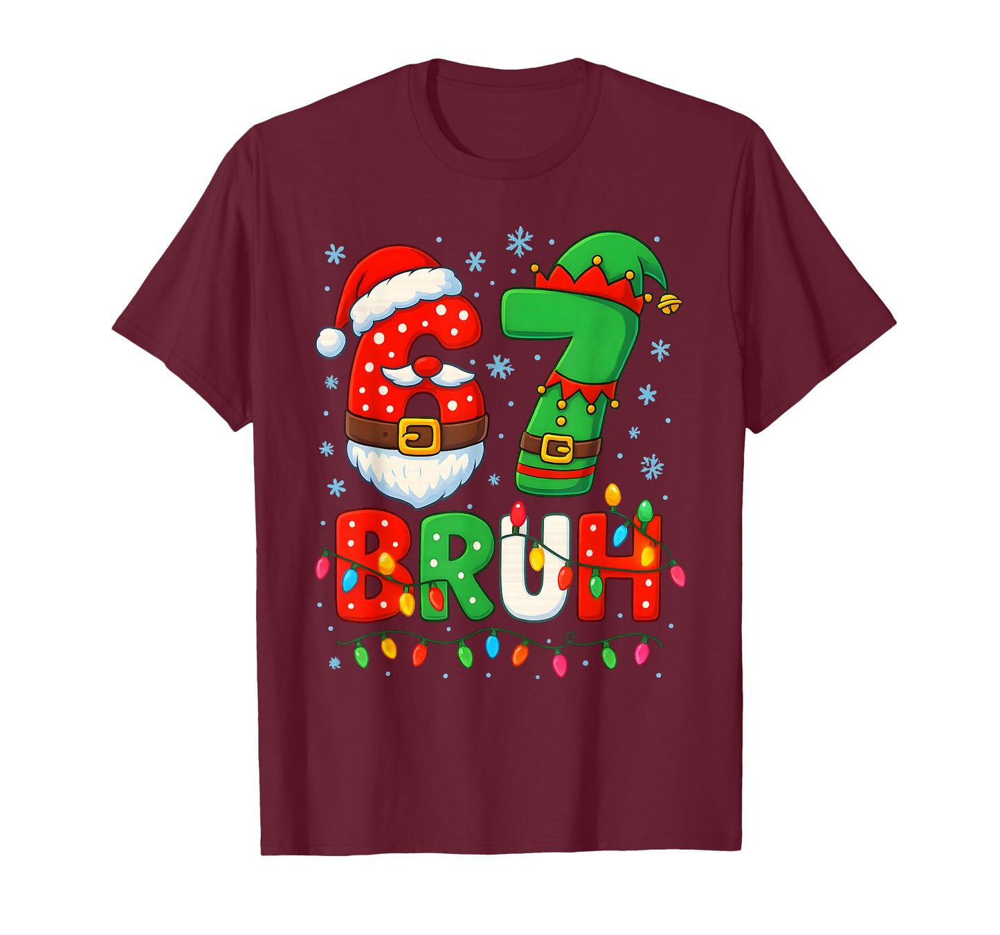 67 Six Seven Bruh 6 7 Meme Funny Christmas Boys Santa Elf T-Shirt