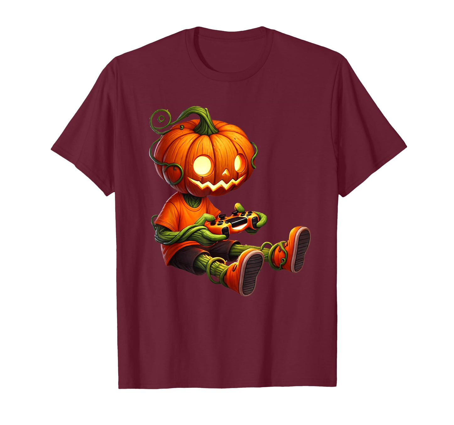 Halloween Pumpkins Head Gamer Video Gaming Boys Men Kids T-Shirt