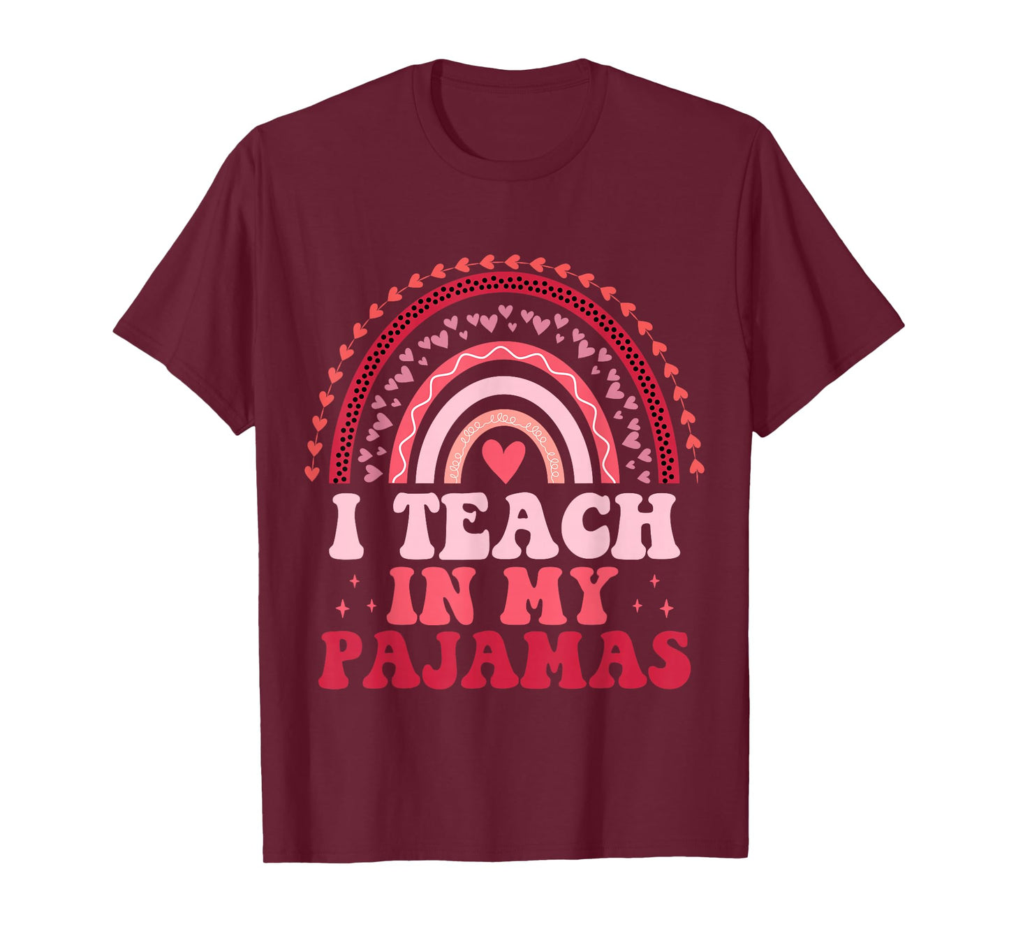 Rainbow Retro Homeschool Mom Teacher I Teach In My Pajamas T-Shirt