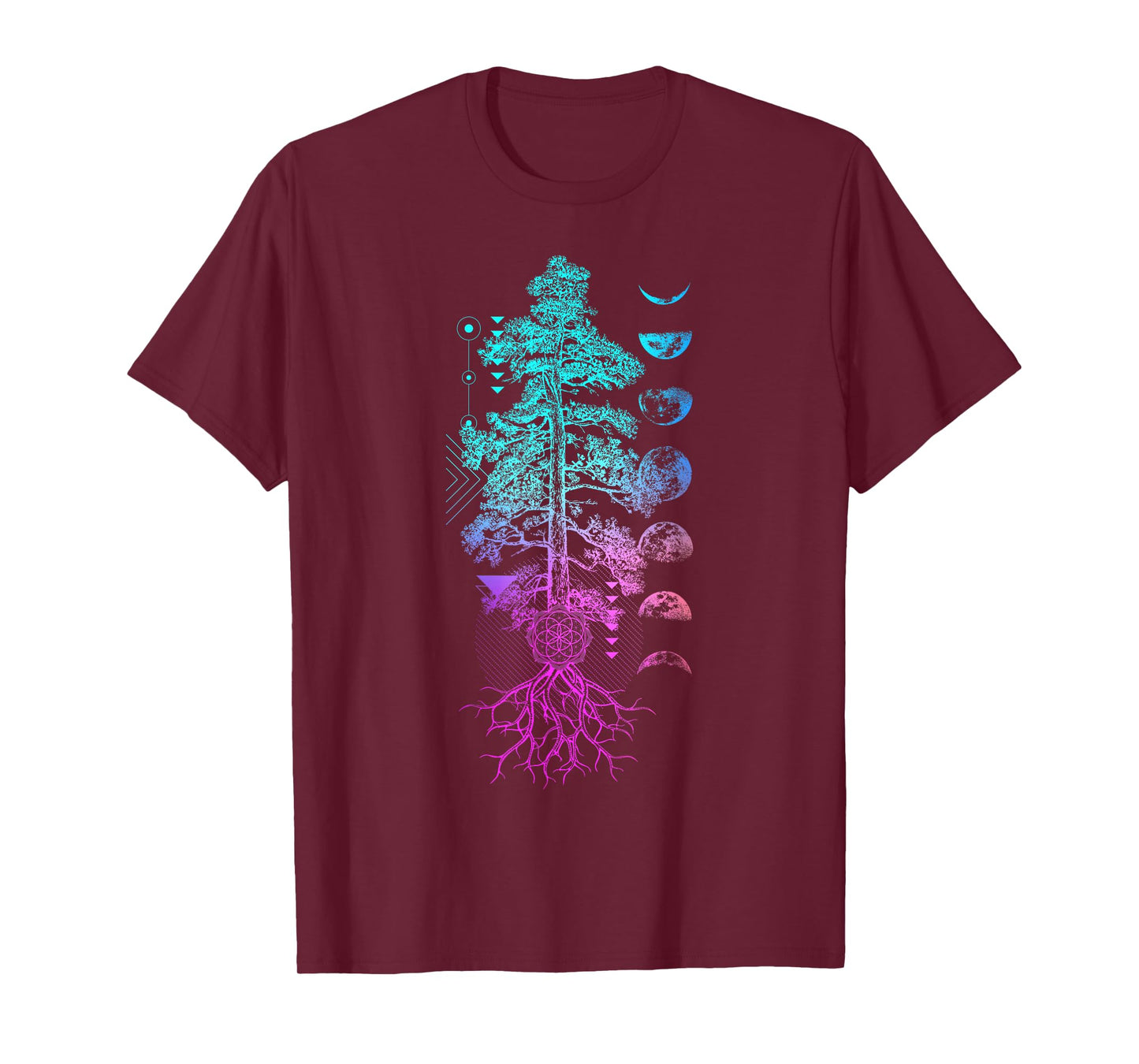 Tree of Life Phases of the Moon Yoga Chakra Gift T-Shirt