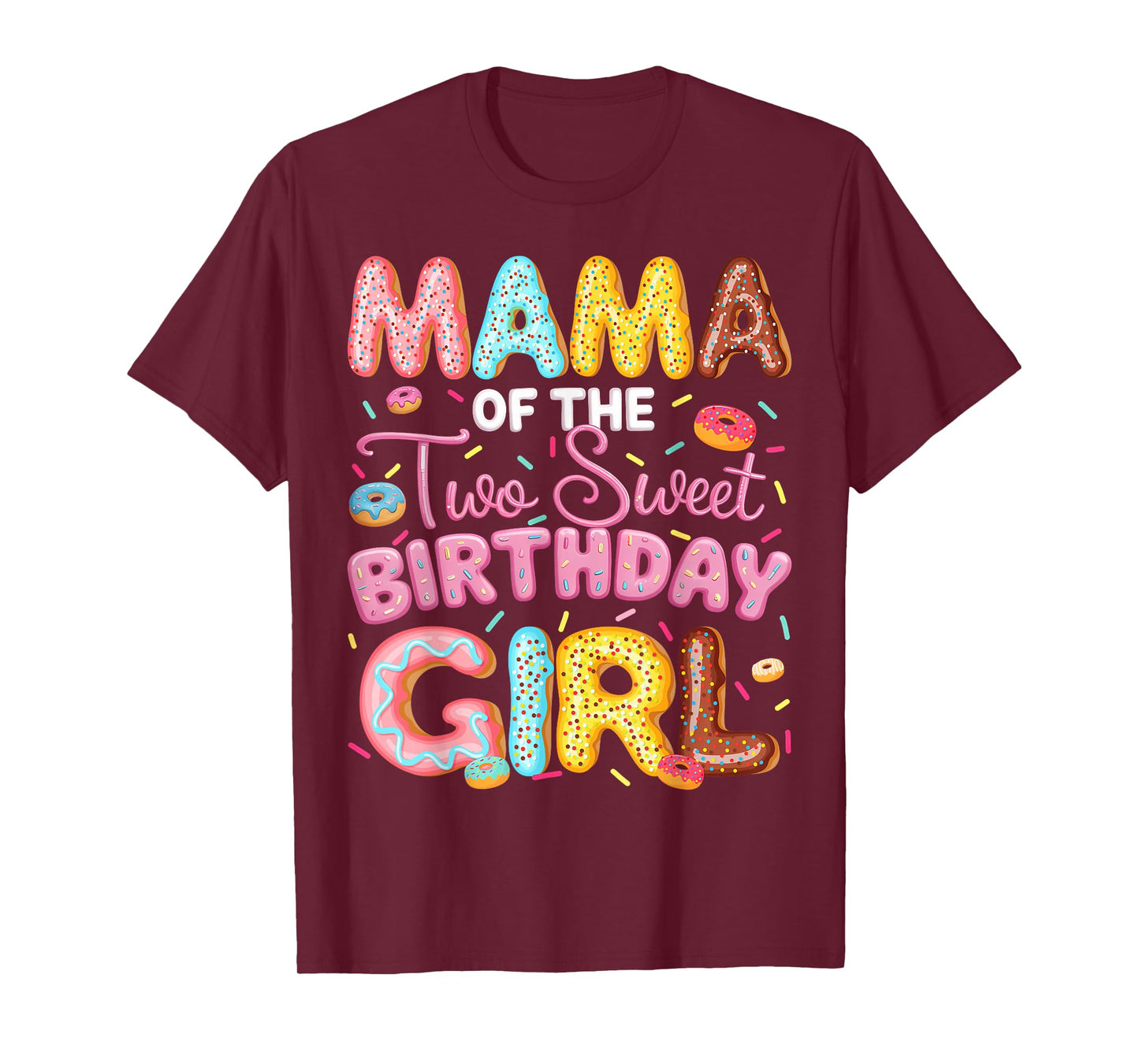 Mama Of The Two Sweet Birthday Girl Donut 2Nd Birthday T-Shirt
