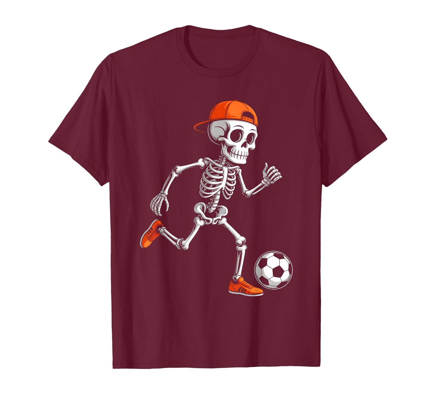 Skeleton Playing Soccer Boys Men Funny Halloween Costume T-Shirt