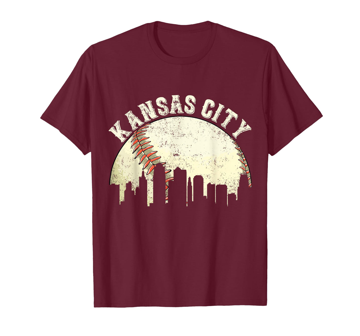 Vintage Kansas City Cityscape Baseball Lover Men Women Kids T-Shirt