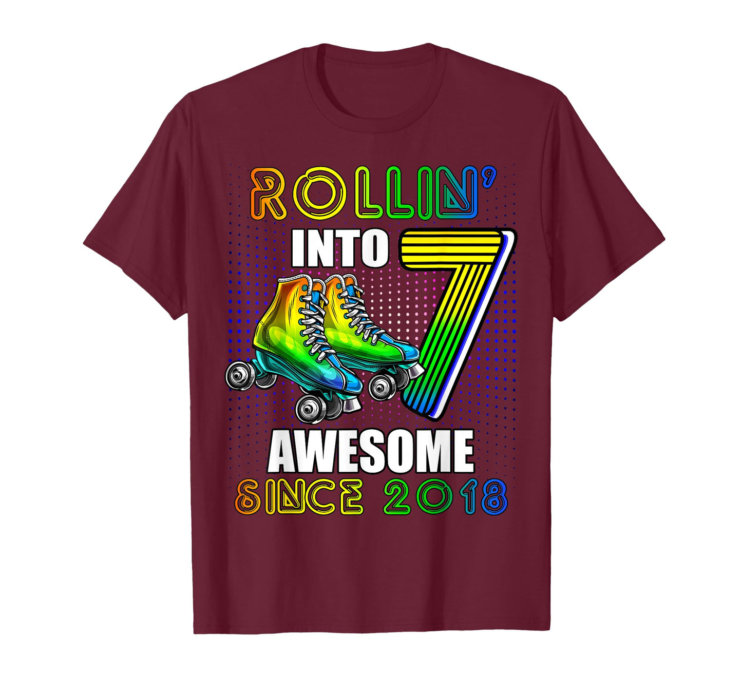 Birthday Roller Skating 7th Girls Rollin into 7 Skate Party T-Shirt