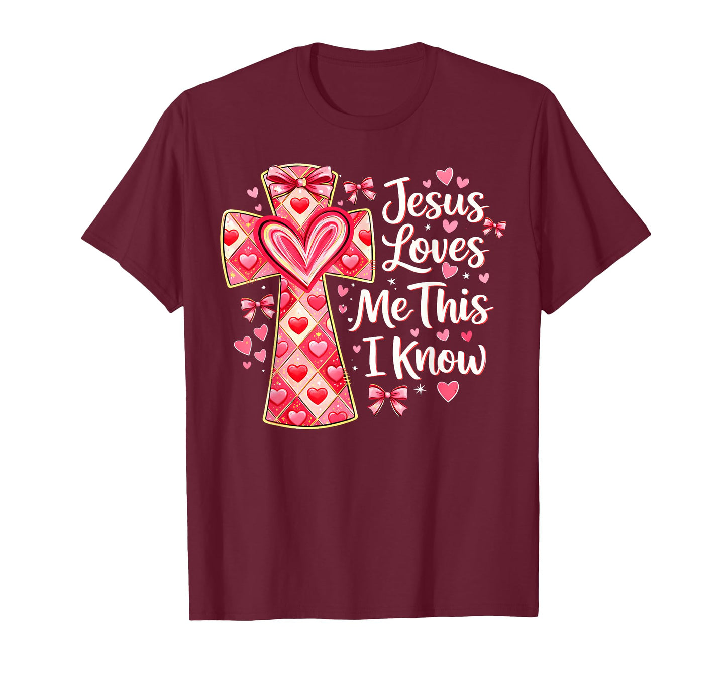 Christian Valentine Jesus Loves Me This I Know Cross Heart T-Shirt