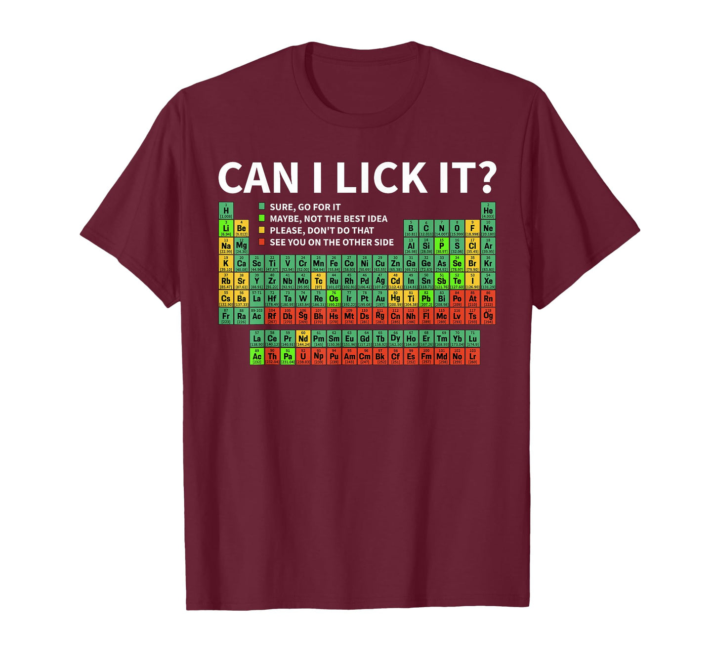 Can I Lick It Funny Periodic Table of Elements Science T-Shirt