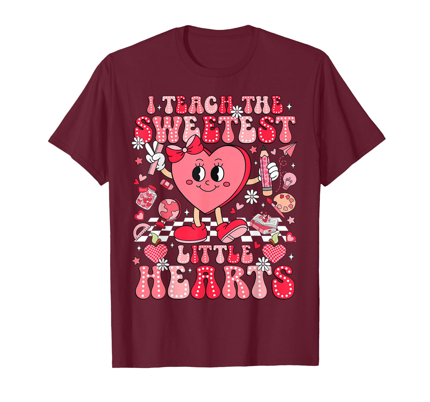 I Teach The Sweetest Little Heart Teacher Valentine Girl Kid T-Shirt