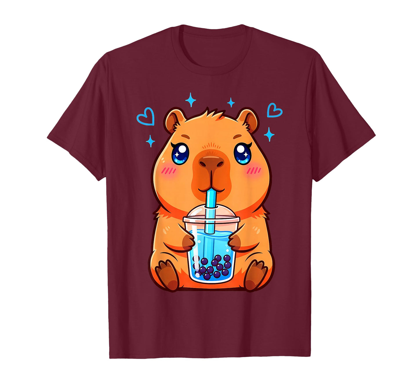 Cute Capybara Kawaii Anime Girls Drinking Boba Tea Lover T-Shirt