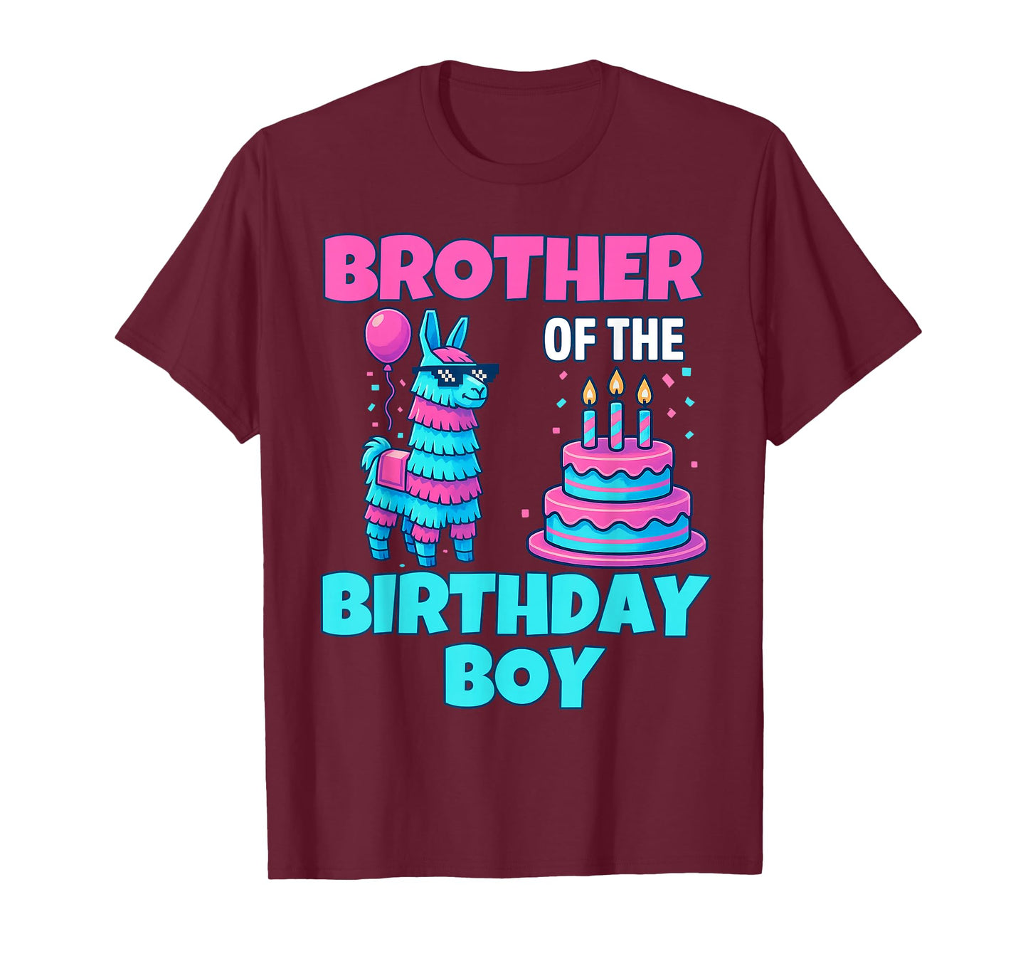 Brother Birthday Boy Llama Pinata Party family mathing men T-Shirt