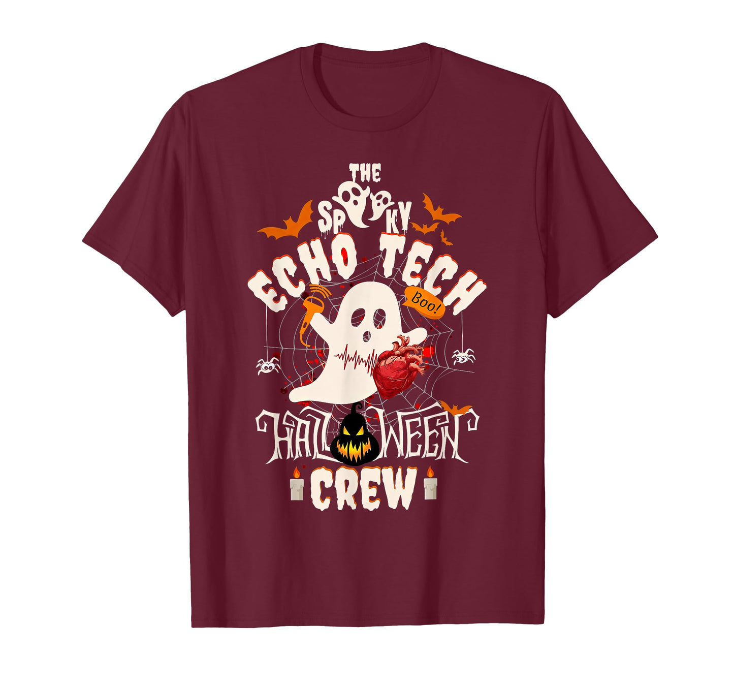 Spooky Echo Tech Halloween Crew Cardiac Sonographer Ghost T-Shirt