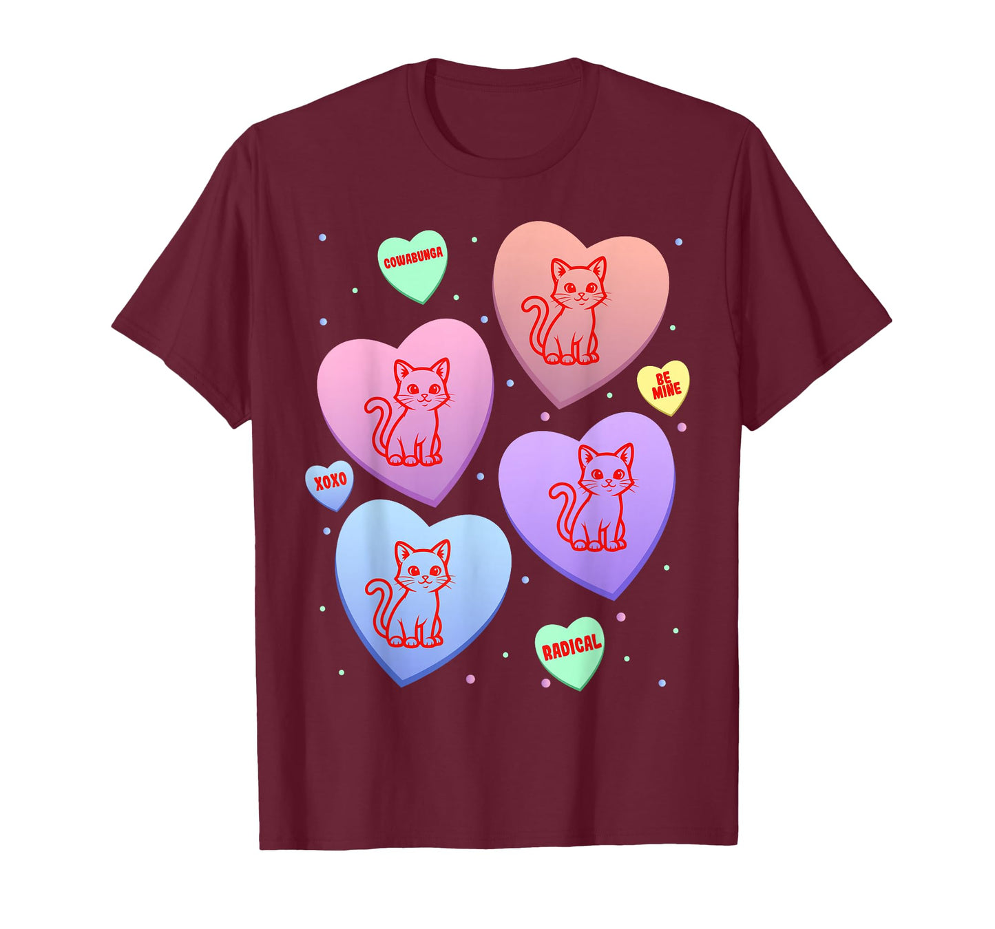 Cat Candy Heart Pastel Cute Kitten Valentines Day T-Shirt