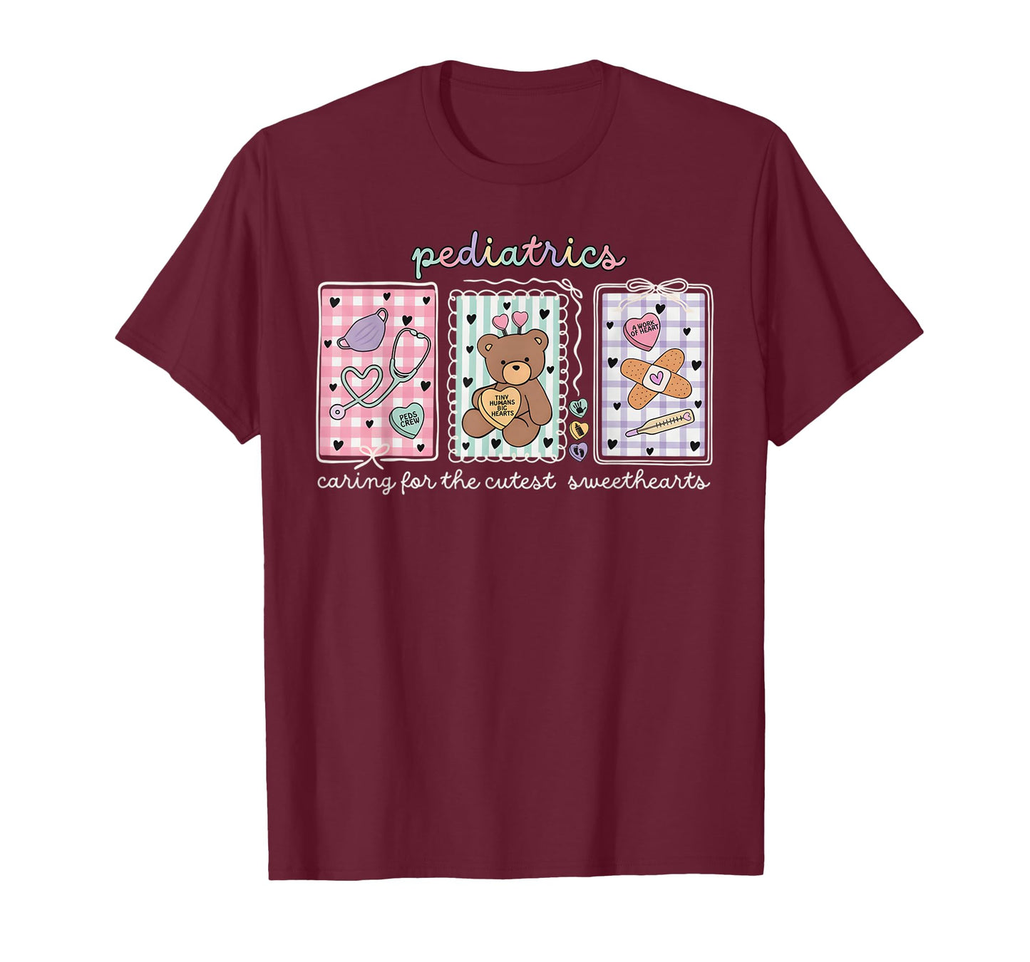 Pediatrics Valentines Day PEDS Nurse Stamp Bear V-Day Work P T-Shirt