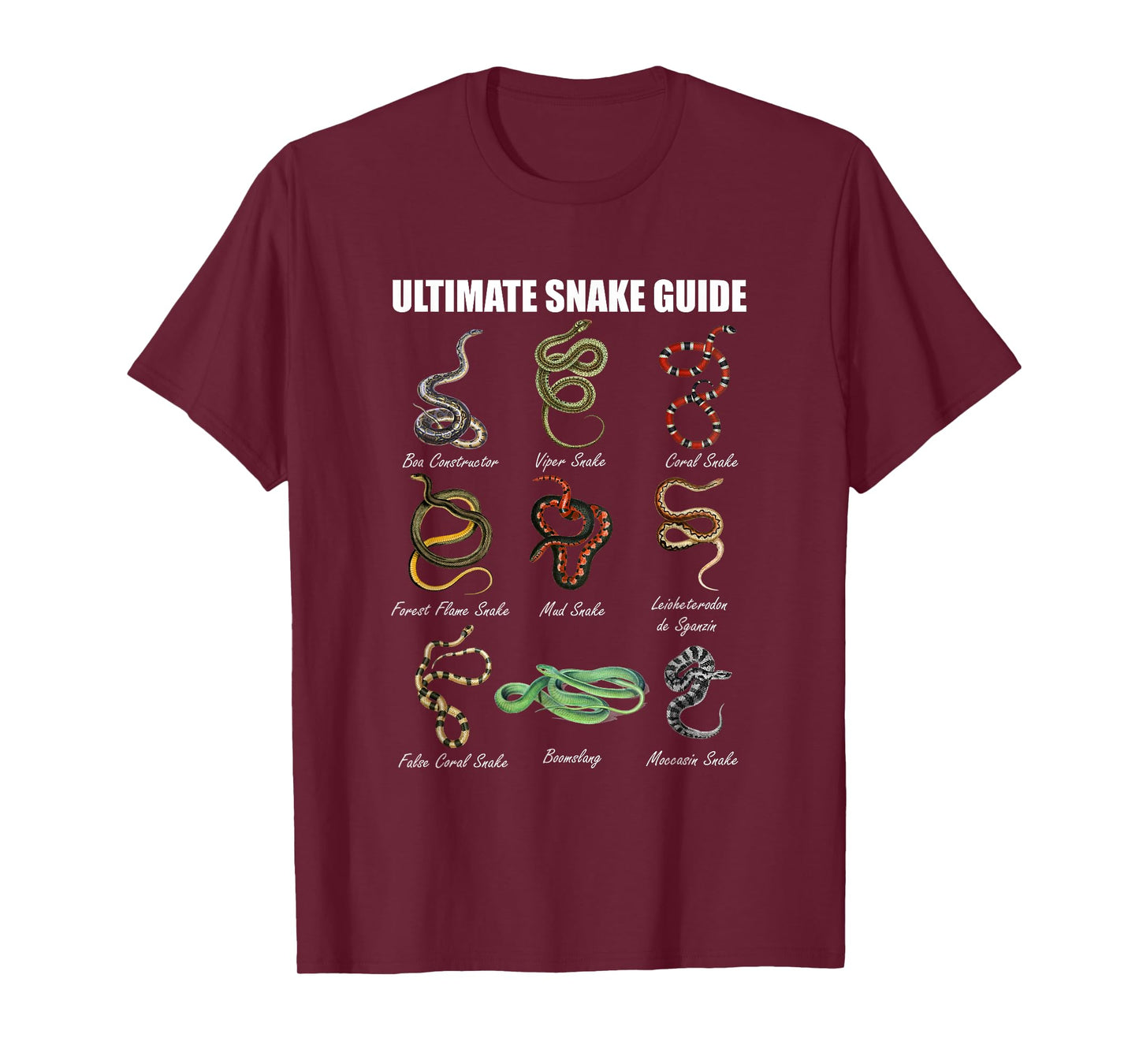 Snakes Educational Ultimate Snake Guide Reptile Lover T-Shirt