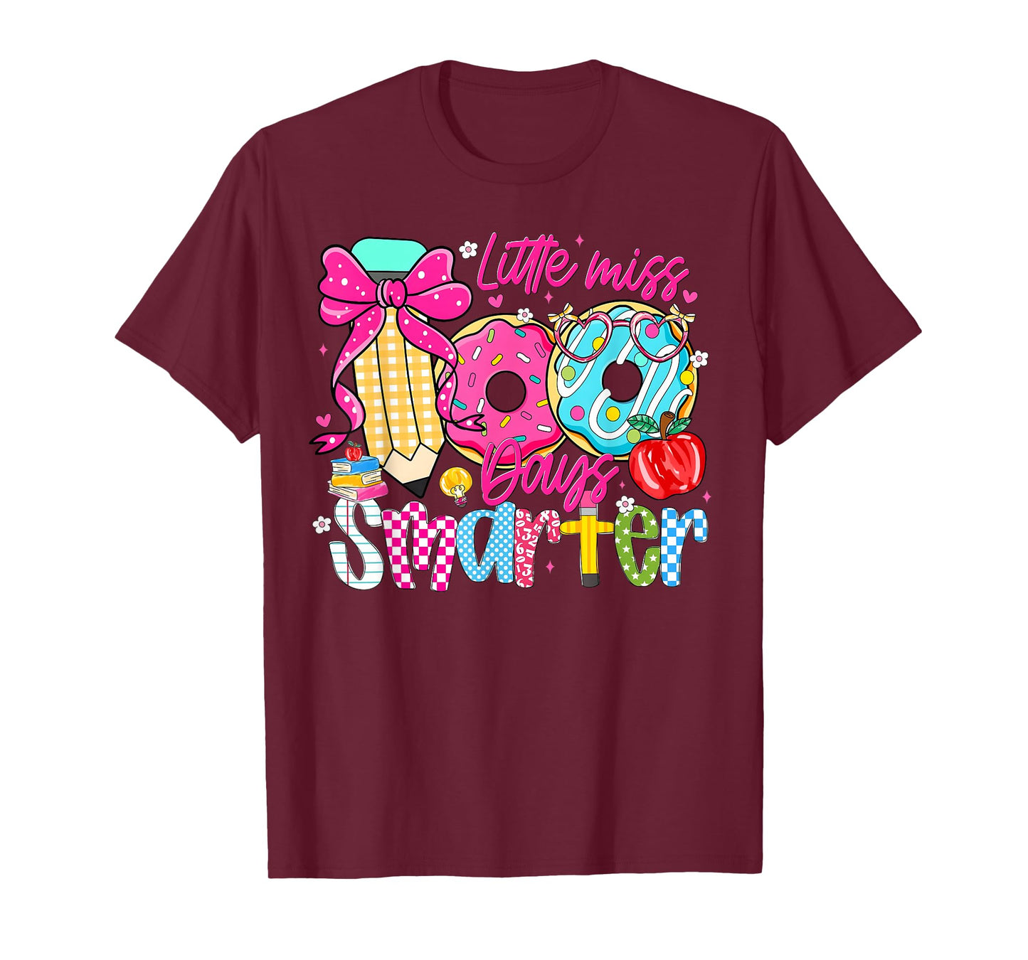 Little Miss 100 Days Smarter Donut 100th Day of School Girl T-Shirt