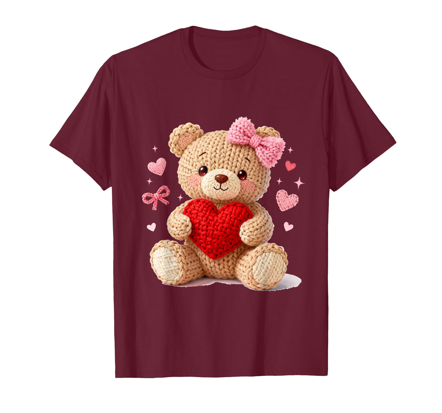 Be My Valentine Cute Crochet Yarn Teddy Bear Love T-Shirt