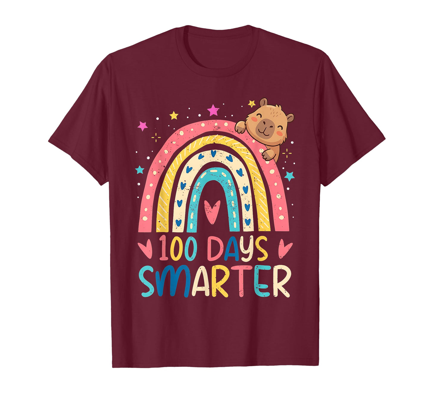 100 Days Smarter Kids Girls Capybara 100th Day of School T-Shirt