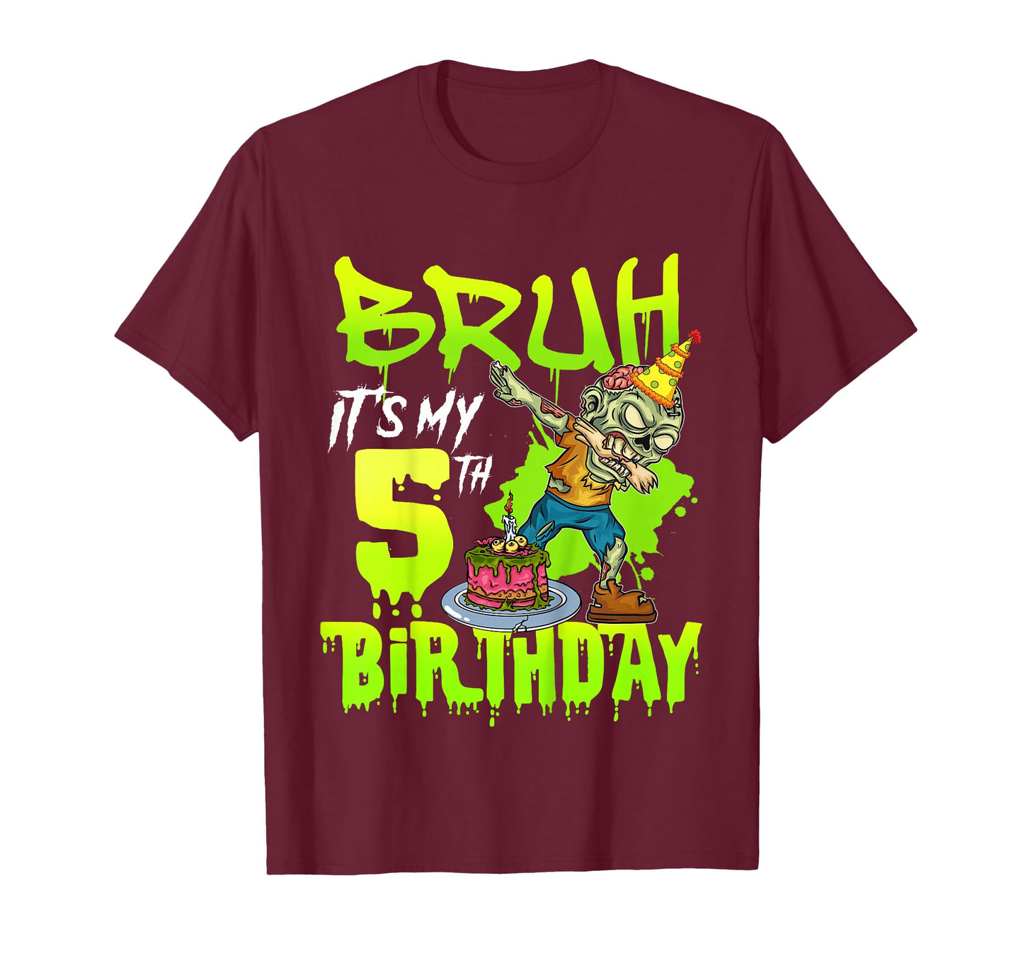 Bruh It's My 5th Birthday Zombie Lover 5 Years Old Boys T-Shirt