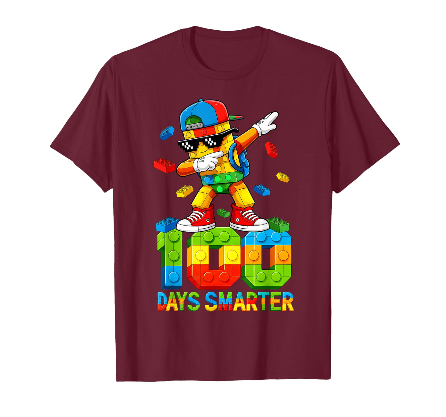 Dab Blocks Bricks Building 100 Days of School Smarter Boys T-Shirt