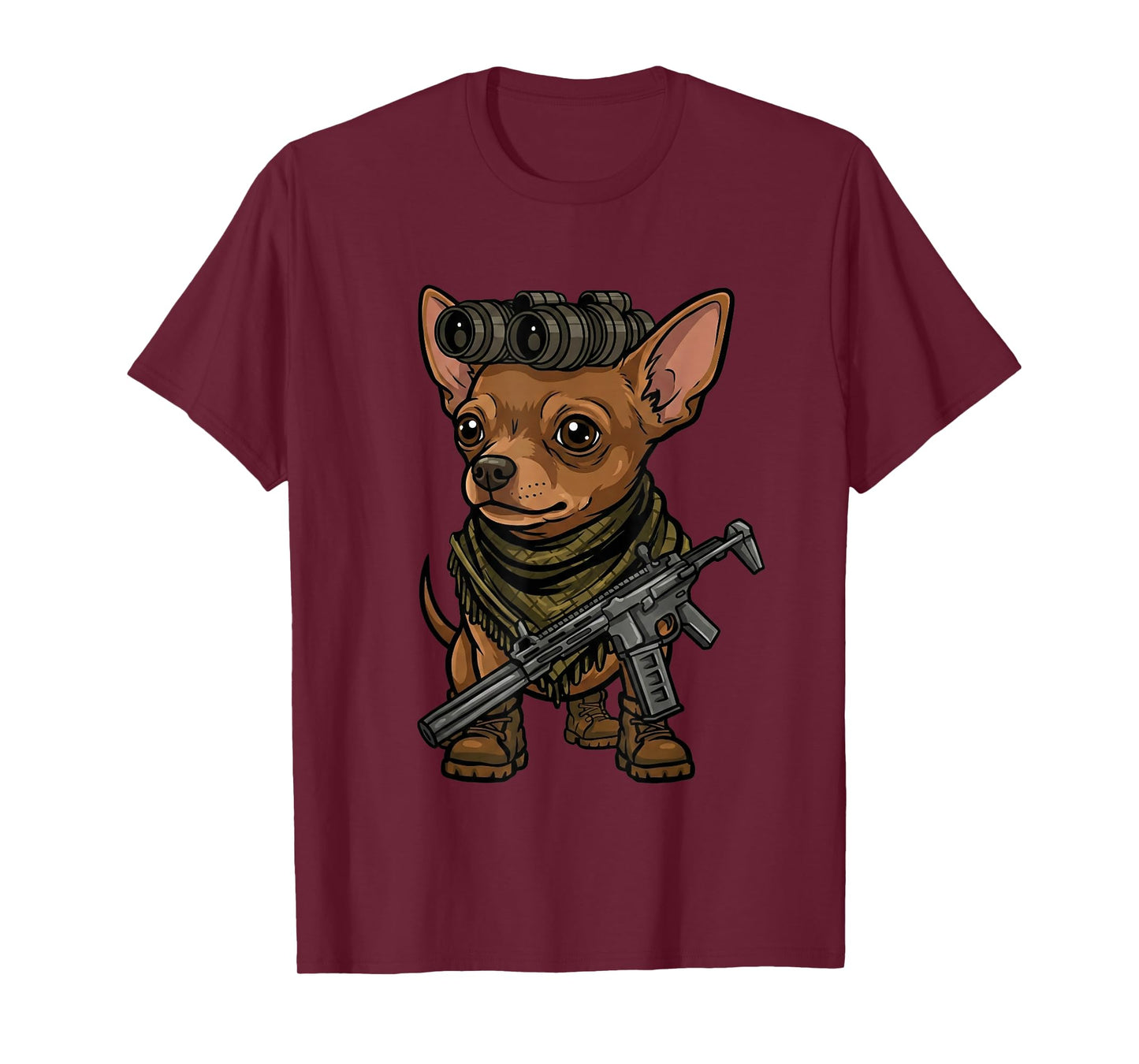 Chihuahua with NVG Funny Tactical Chihuahua Military Meme T-Shirt