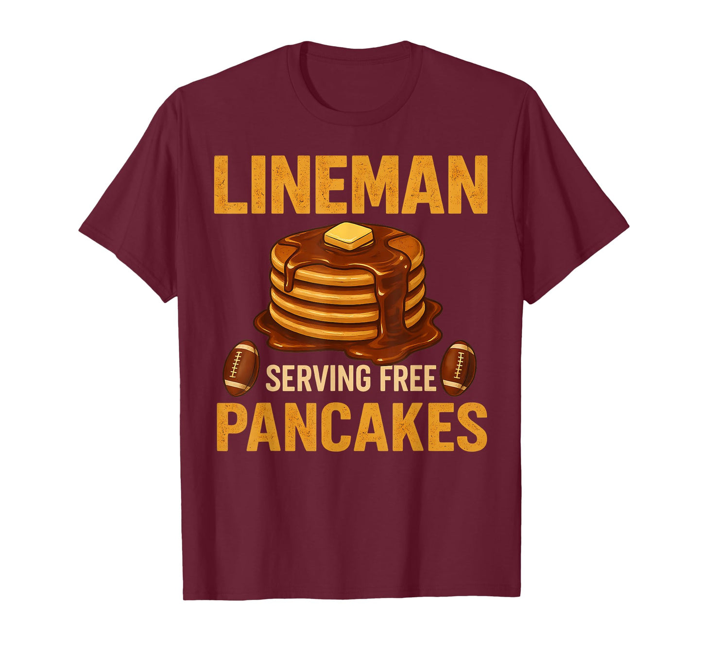 Lineman Serving Pancakes Daily Funny Vintage Football T-Shirt