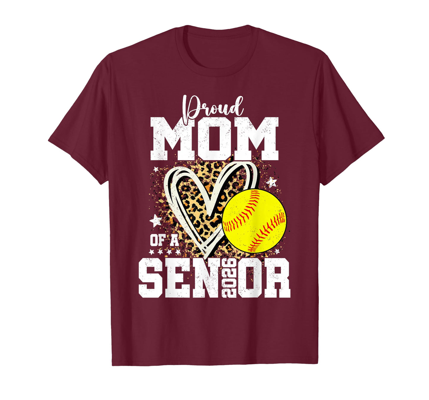 Proud Mom of A 2026 Senior Softball Graduation Leopard T-Shirt