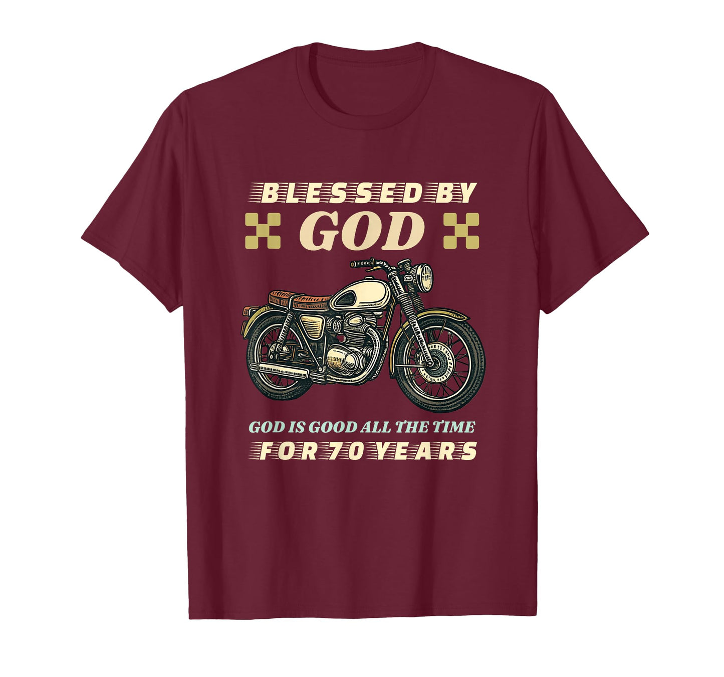 Blessed by God for 70 Years Old Motorcycle 70th Birthday T-Shirt
