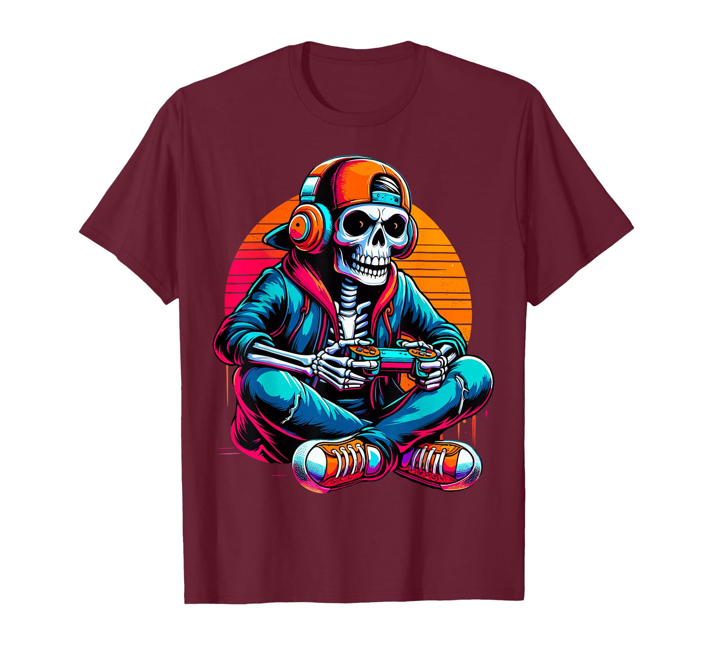 Halloween Skeleton Gamer Video Gaming T-Shirt