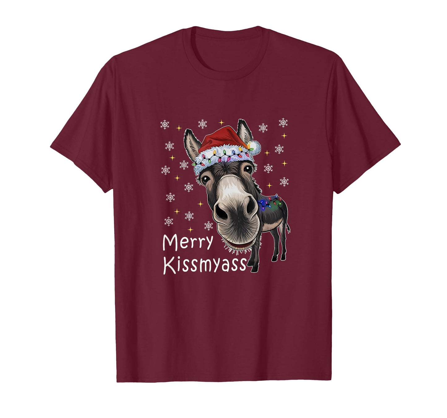 Merry KissMyAss Donkey Sarcastic Xmas Funny Christmas T-Shirt