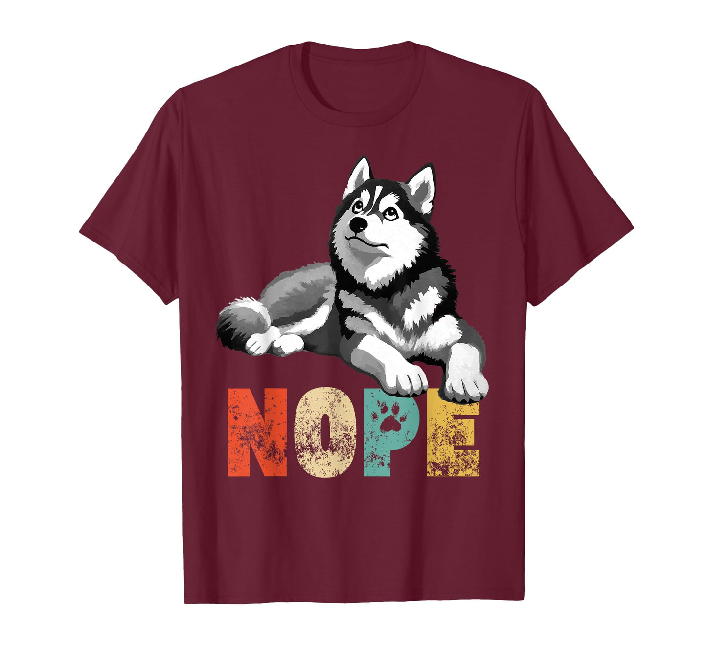 Vintage Nope Not Today Funny Lazy Siberian Husky Dog Owner T-Shirt for Men Women Kids