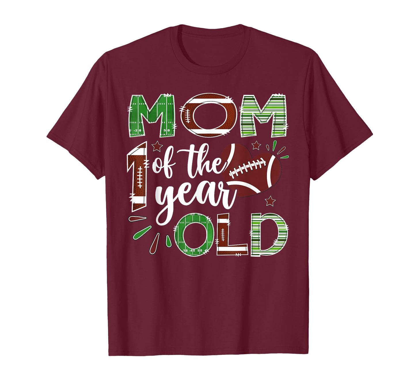 Mom of The 1 Year Old Football First Birthday Boy Matching T-Shirt