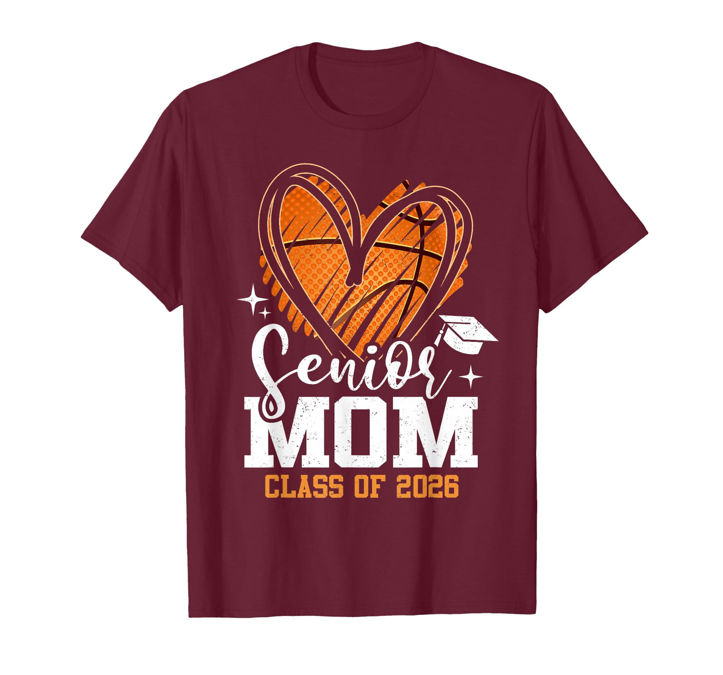 Proud Senior Mom Class of 2026 Basketball Graduate Heart T-Shirt