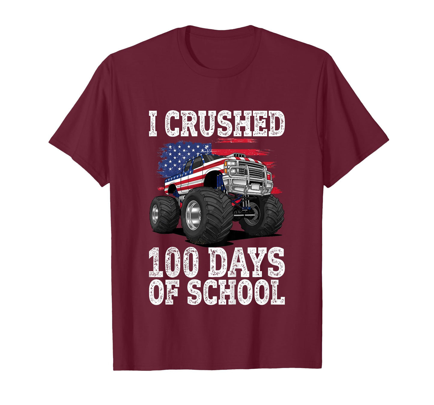 Kids I Crushed 100 Days of School Monster Truck 100 Days Smarter T-Shirt