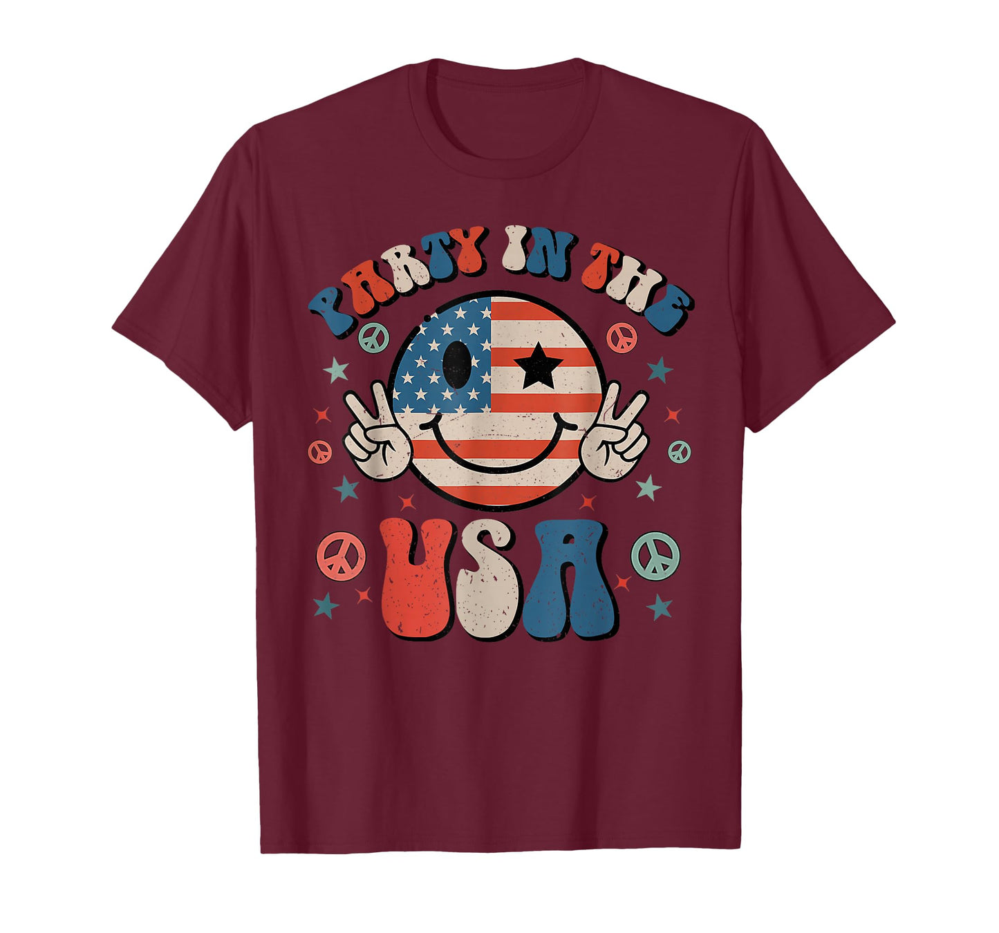 Party in the USA 4th of July Preppy Smile Kids Men Women T-Shirt