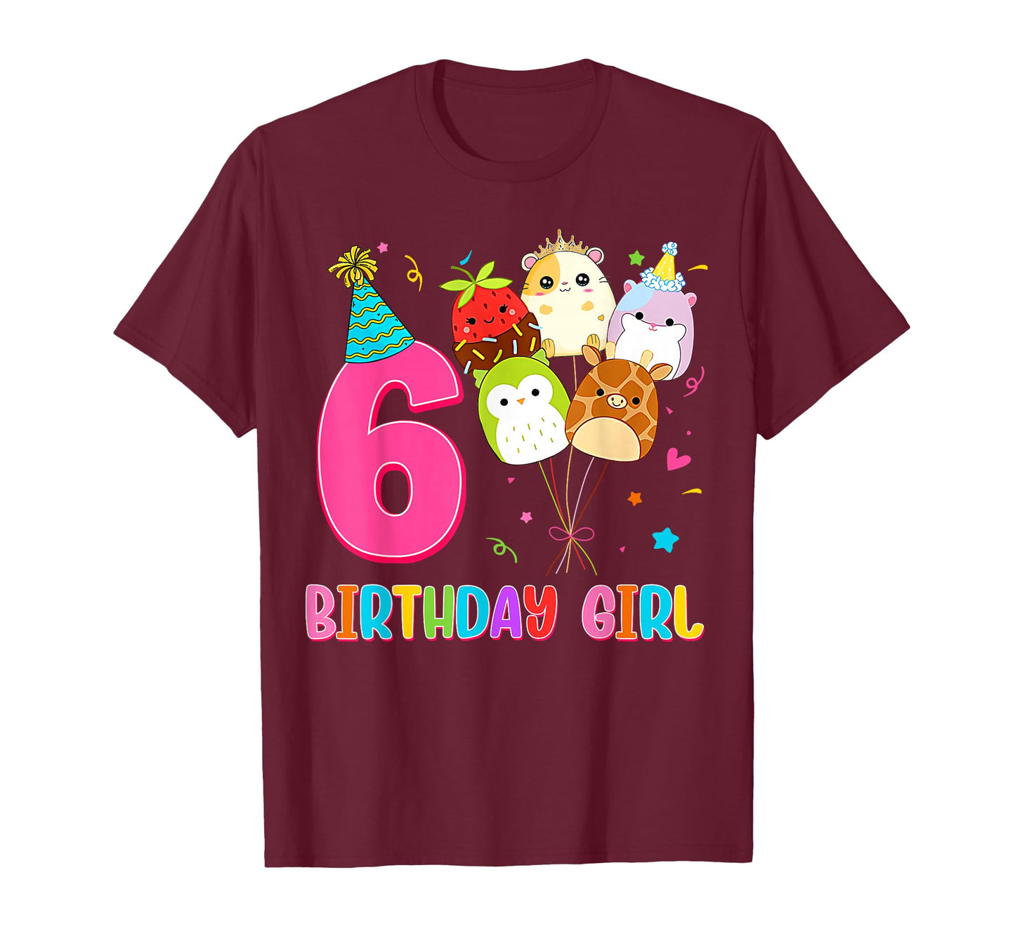 Birthday Girl Squish Squad 6 Years Old Cute 6th Birthday T-Shirt