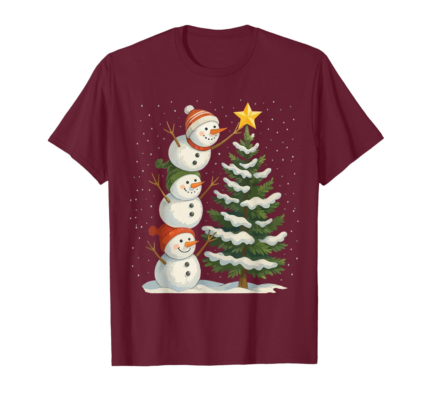 Funny Christmas Snowman Topper Tree Holiday Family Women Men T-Shirt