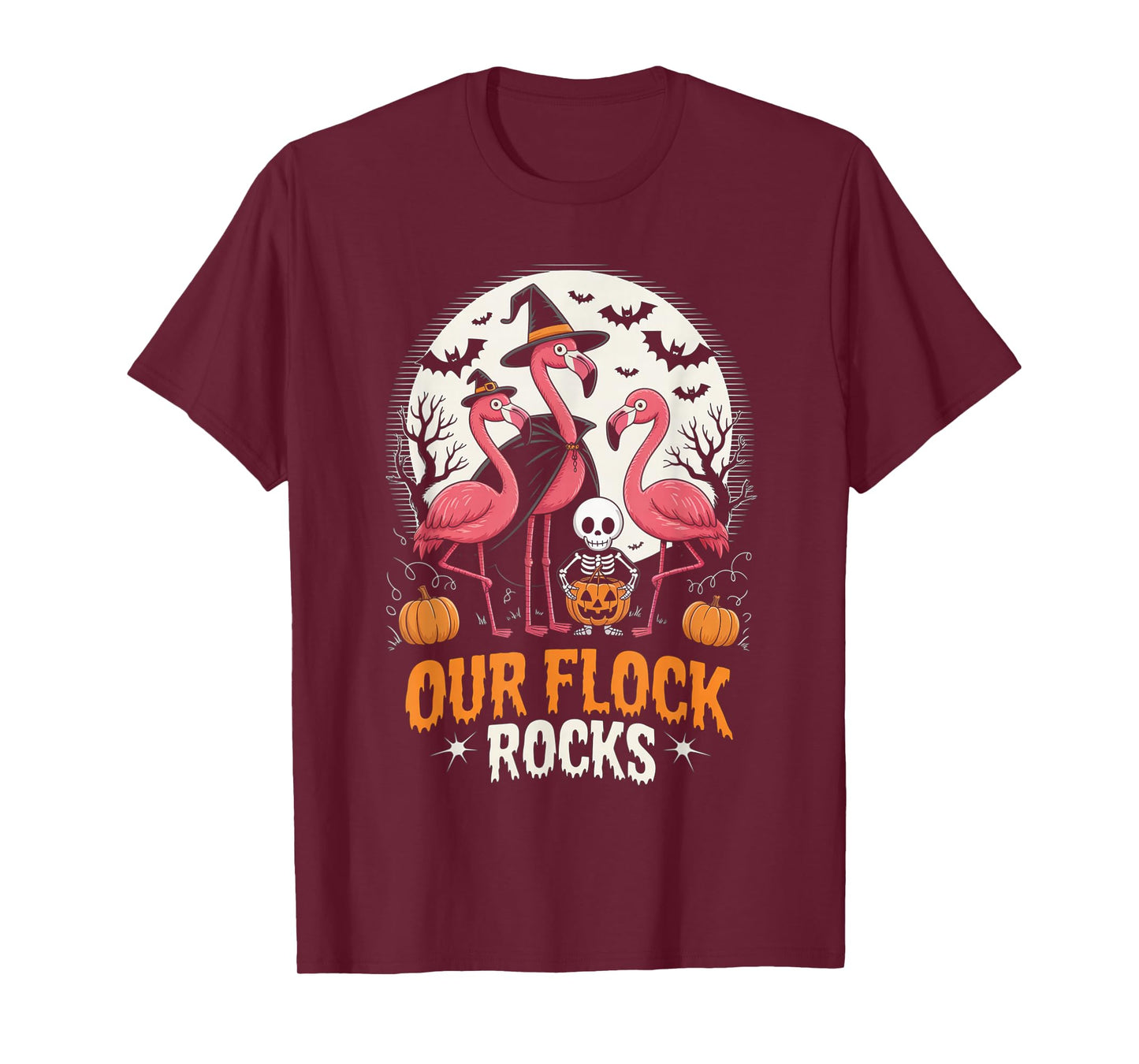 Funny Our Flock Rocks Halloween Flamingo Family Costume Fun T-Shirt